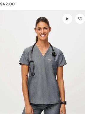 FIGS Women's Gray V-Neck Scrub in Graphite - S